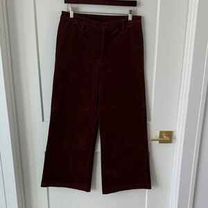 Rust Color Velvet Wide-Leg Pants